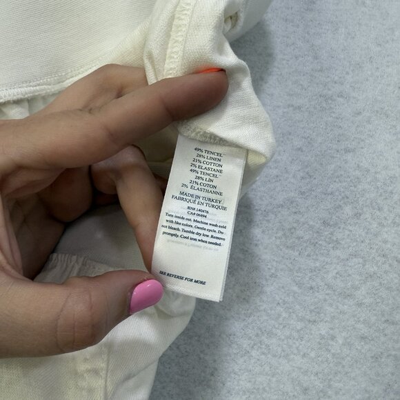 Faherty Shorts Womens Large Linen Blend Elastic Waist Pockets Lightweight Summe - Picture 7 of 12